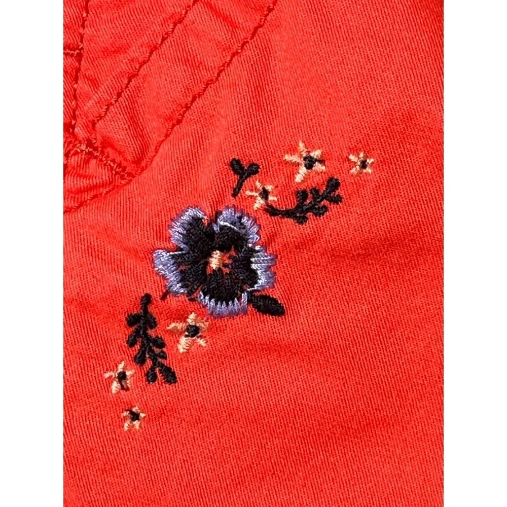 OshKosh B'gosh Baby‎ Girls Coral Floral Embroidered Overalls 12M Cotton